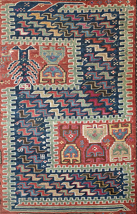 Rare 19th Century Caucasian Dragon Sileh Carpet 