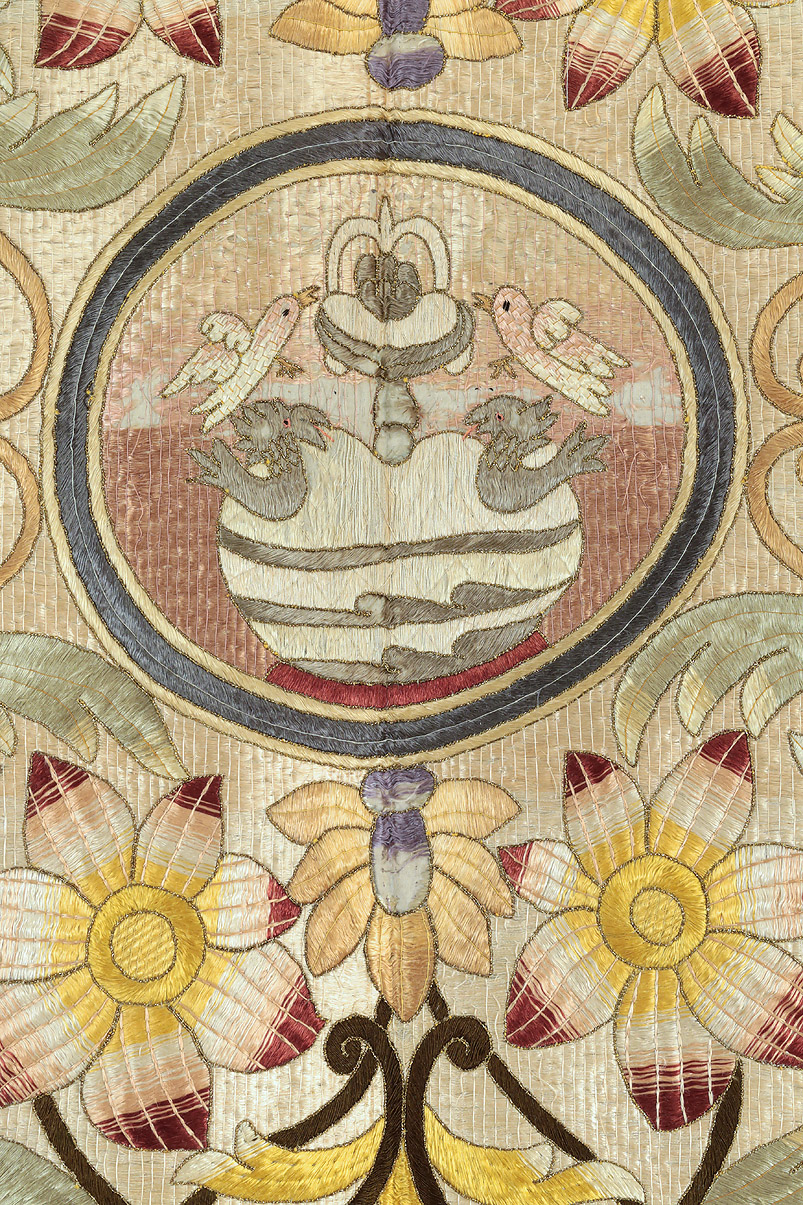 Fine Castelo Branco Silk Embroidery Colcha (Marriage Coverlet), Portugal, 18th Century 