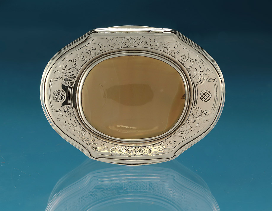 George I / II Engraved Silver & Agate Snuff Box, c1720-30