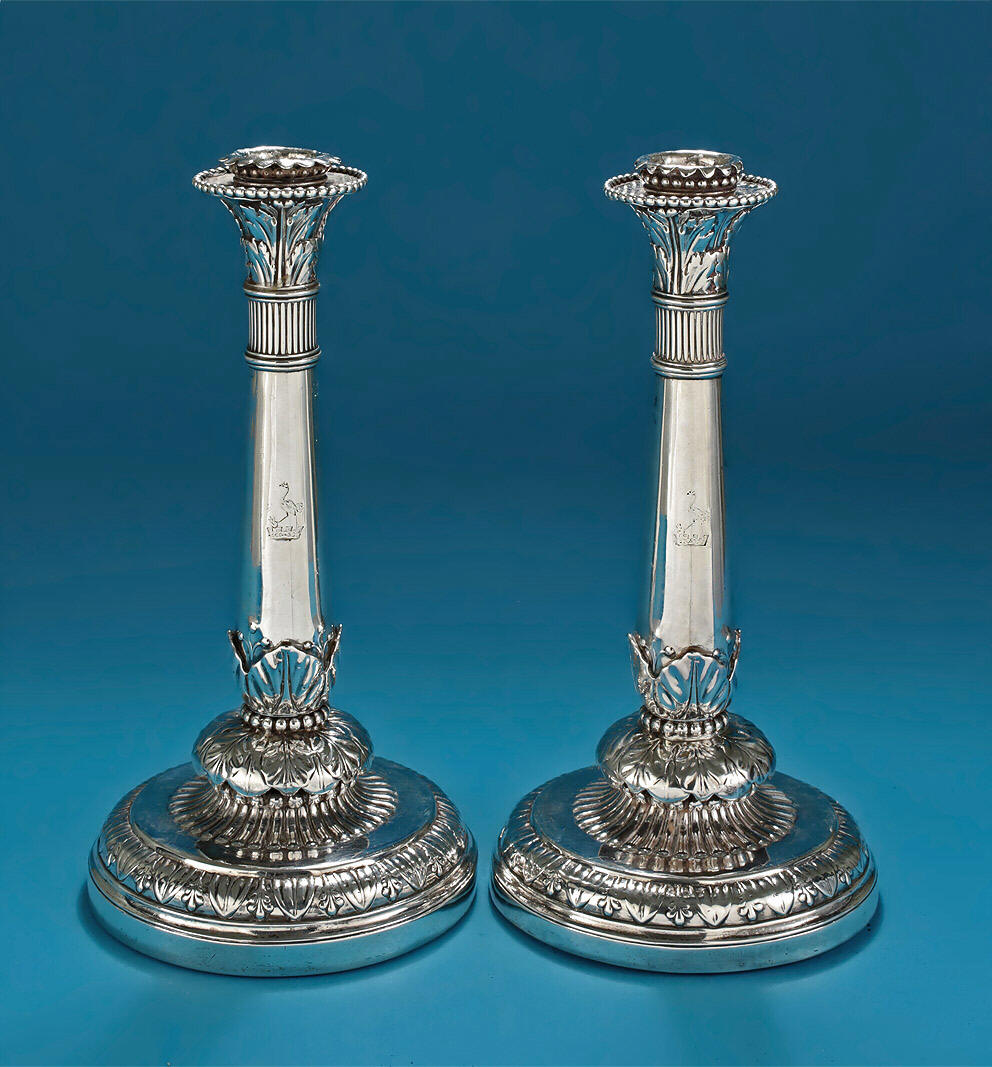  Fine & Unusual Pair of George III Silver Candlesticks