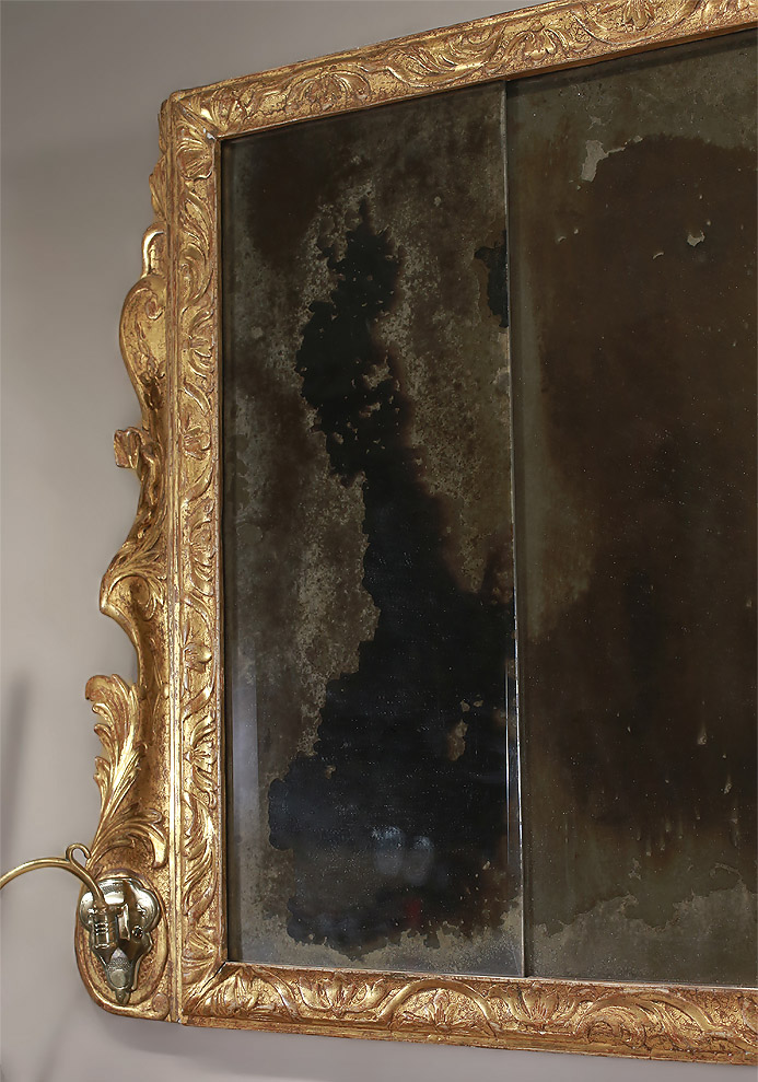 Queen Anne Carved Gesso & Giltwood Overmantle Mirror, c1710