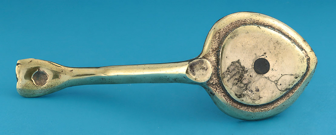 17the Century Scottish Brass Chamberstick, inscribed 'BEGONE', Est. Dating c1680,verso