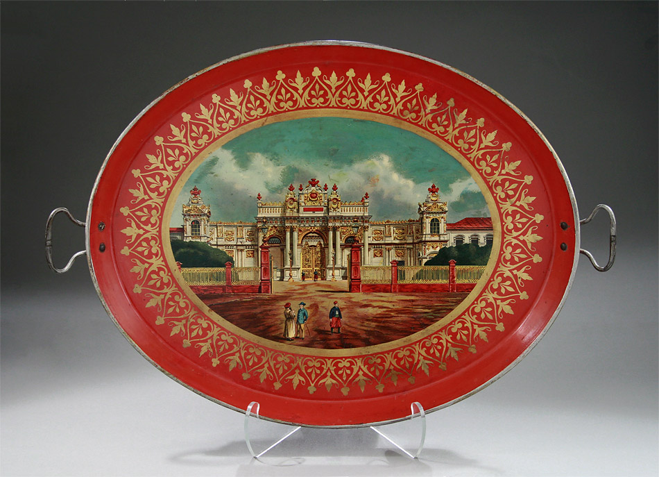 Russian Tole Tray on Stand