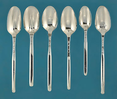 Six Georgian Silver & Britannia Marrow Spoons, England and Ireland, 1722-1774