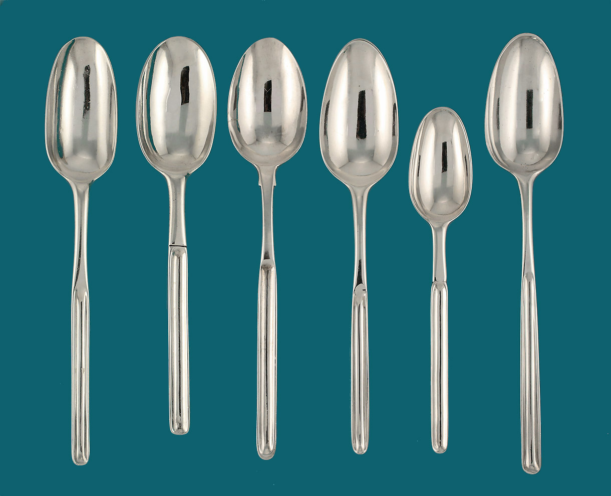 A Collection of Six English & Irish Silver & Britannia Marrow Spoons, 1722-74 