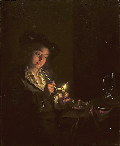 "A Young Man Lighting His Pipe", Arnold Van Boonen (Dutch,1669–1729)