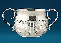 Charles II Miniature ("Toy") Silver Porringer, London 1671, M N a crescent below within a heart