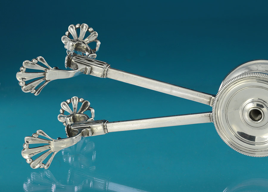 Early George III Adjustable Silver Dish Cross, John Langford II & John Sebille, London, 1766 , support detail