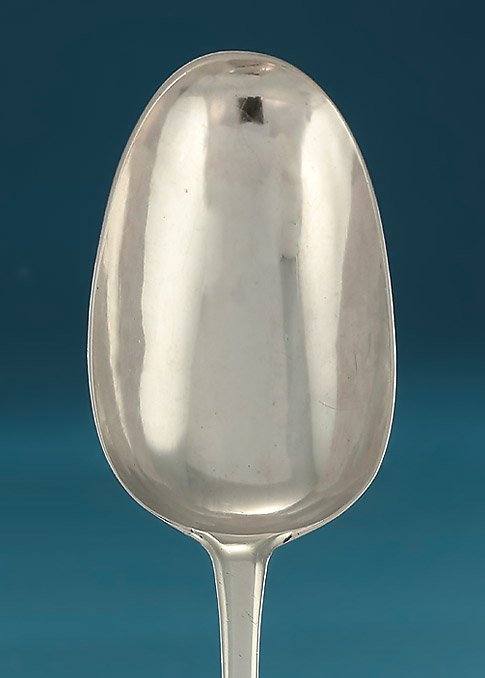 Early George III Silver Hash Spoon, Joseph Bell II, London, 1762, bowl detail