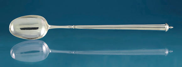 Early George I Britannia Standard Large Canon-Handled Basting Spoon, Gundry Roode, London, 1715