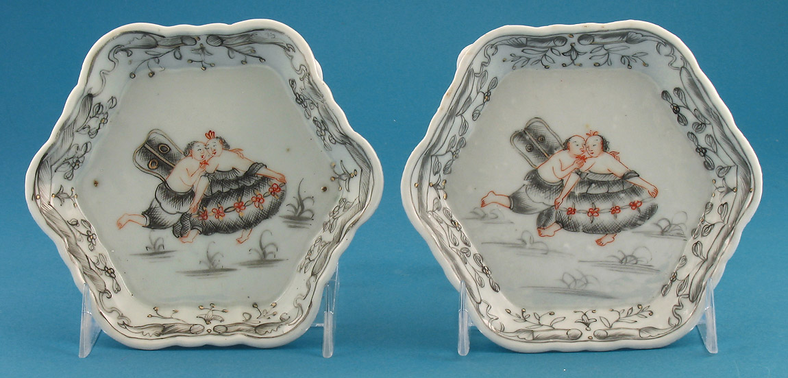 RARE PAIR OF CHINESE EXPORT MYTHOLOGICAL TEAPOT STANDS, c1740