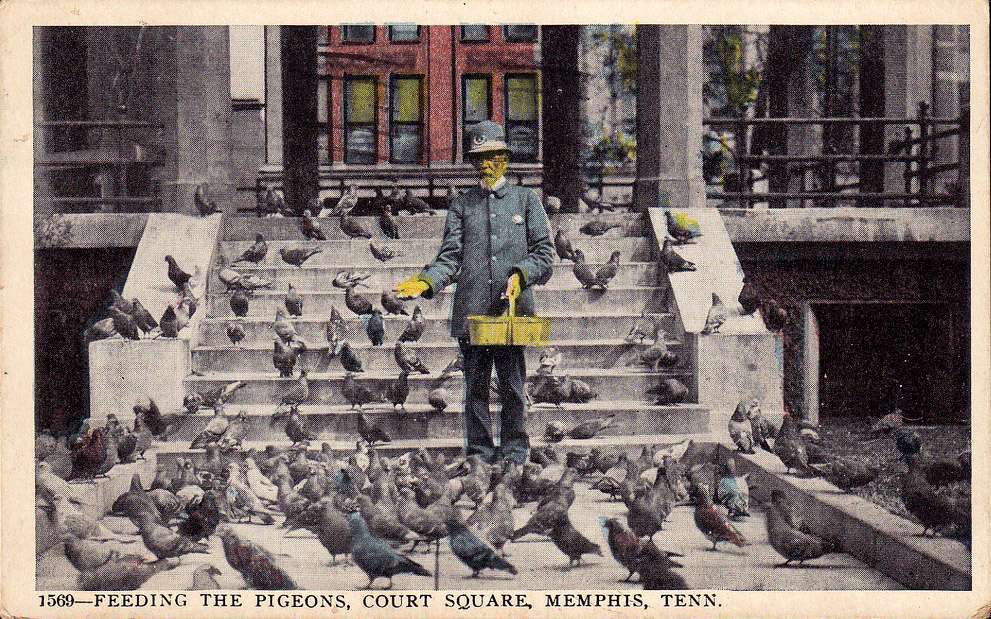 Memphis Court Square, 1917, Feeding the Pigeons