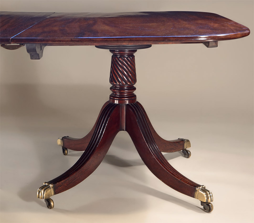 Fine George III Cuban Mahogany 2-Pedestal Dining Table, Wythren-turned Pedestal
