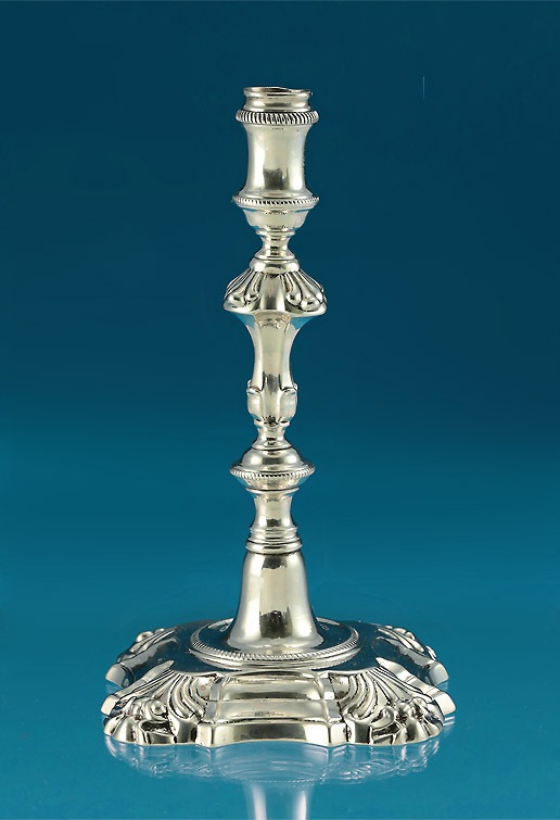 Fine George II Cast Silver Taperstick, John Quantock, London, 1753 