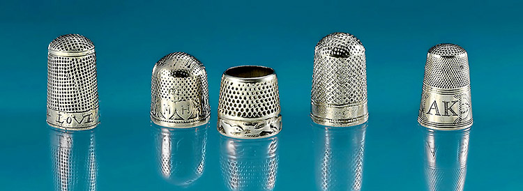 Five Silver Thimbles, dating from 1620 to c1770,
