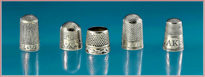 5 EARLY SILVER THIMBLES, from c1620-1770