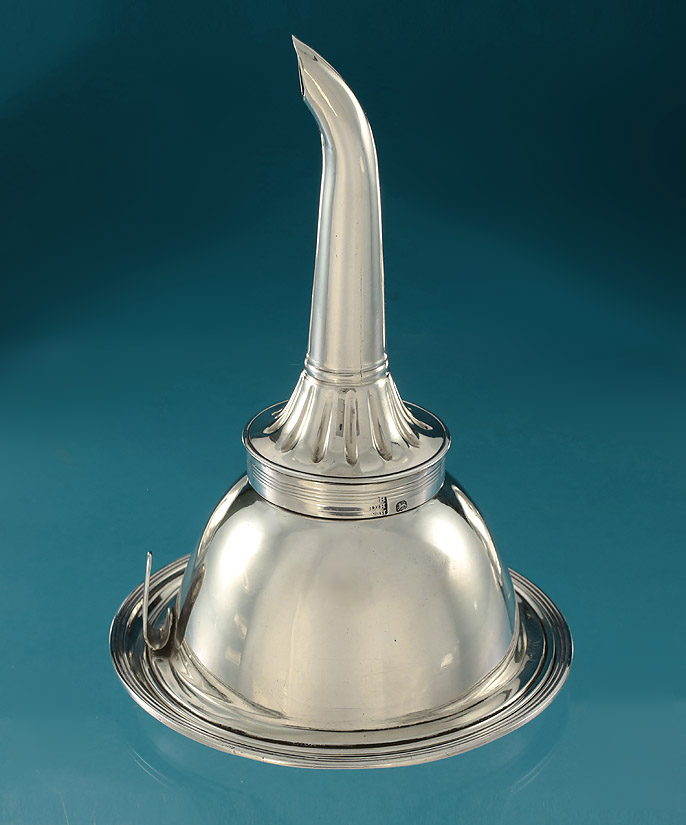 George III Silver 3-Part Wine Funnel-Hennell & George III Scottish Silver Funnel Stand, 1800 