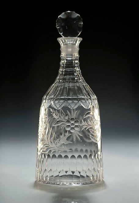 Fine George III Cut & Engraved Glass Decanter, Jacobite Sympathy, England, c1770  