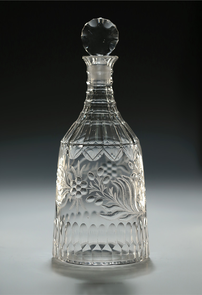 Fine George III Cut & Engraved Glass Decanter, Jacobite Sympathy, England, c1770 