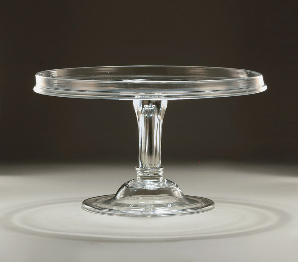 George III Glass Tazza, Mid-late 18c, Teared Moulded Pedestal Stem, 8.75" Wide