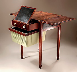 Fine George III Inlais Rosewood Work Table with Writing Slope, England, c1795