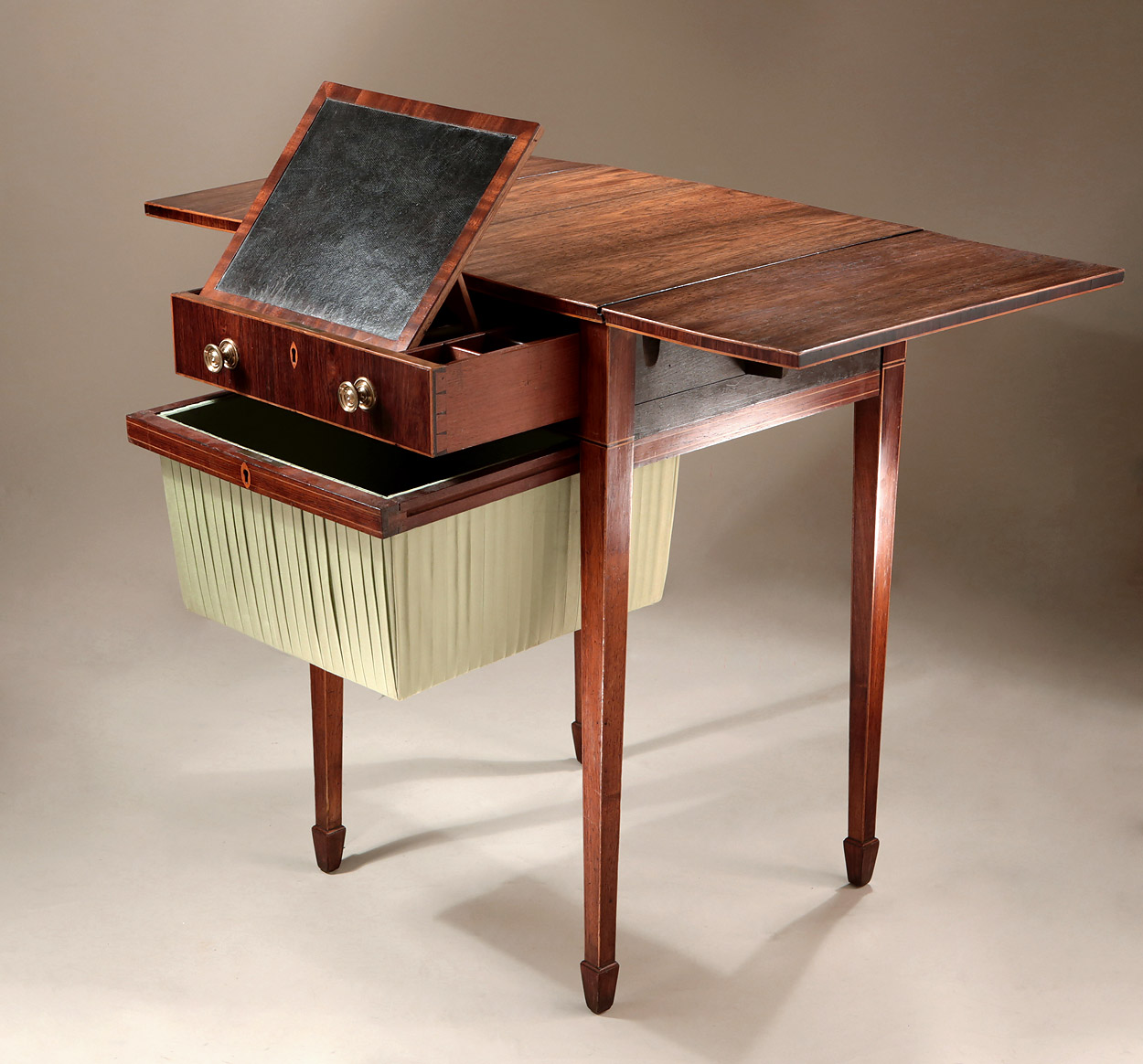 Fine George III Inlaid Rosewood Work Table with Writing Slope, England c1795