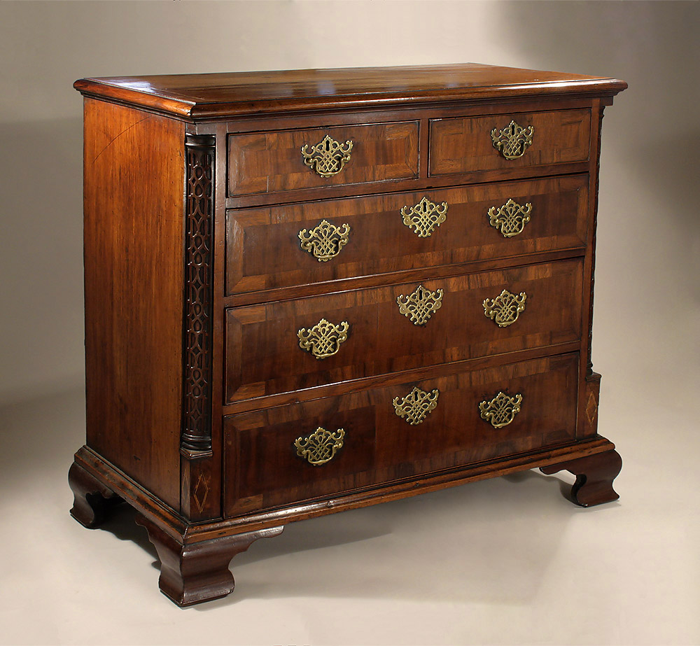 FINE GEORGE III IRISH MAHOGANY PARQUETRY & CARVED CHEST OF DRAWERS Ireland, c1765-70; M. Ford ...