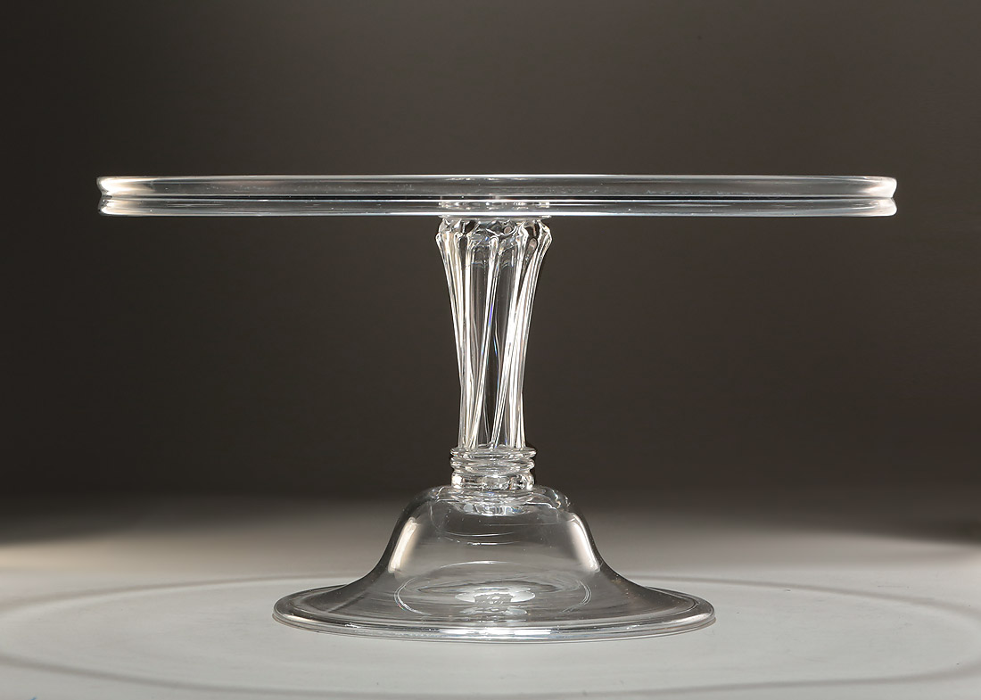 George III Large Glass Tazza, England, Mid-18th Century, 12 Inches Wide,Silesian Stem wth Twist 