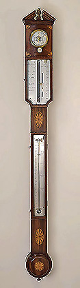 Good George III Inlaid Mahogany Straight Tube (Stick) Barometer, London c1770