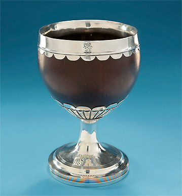 George III Silver-Mounted and Crestee Coconut Cup (Goblet), Josiah Snatt, London 1813