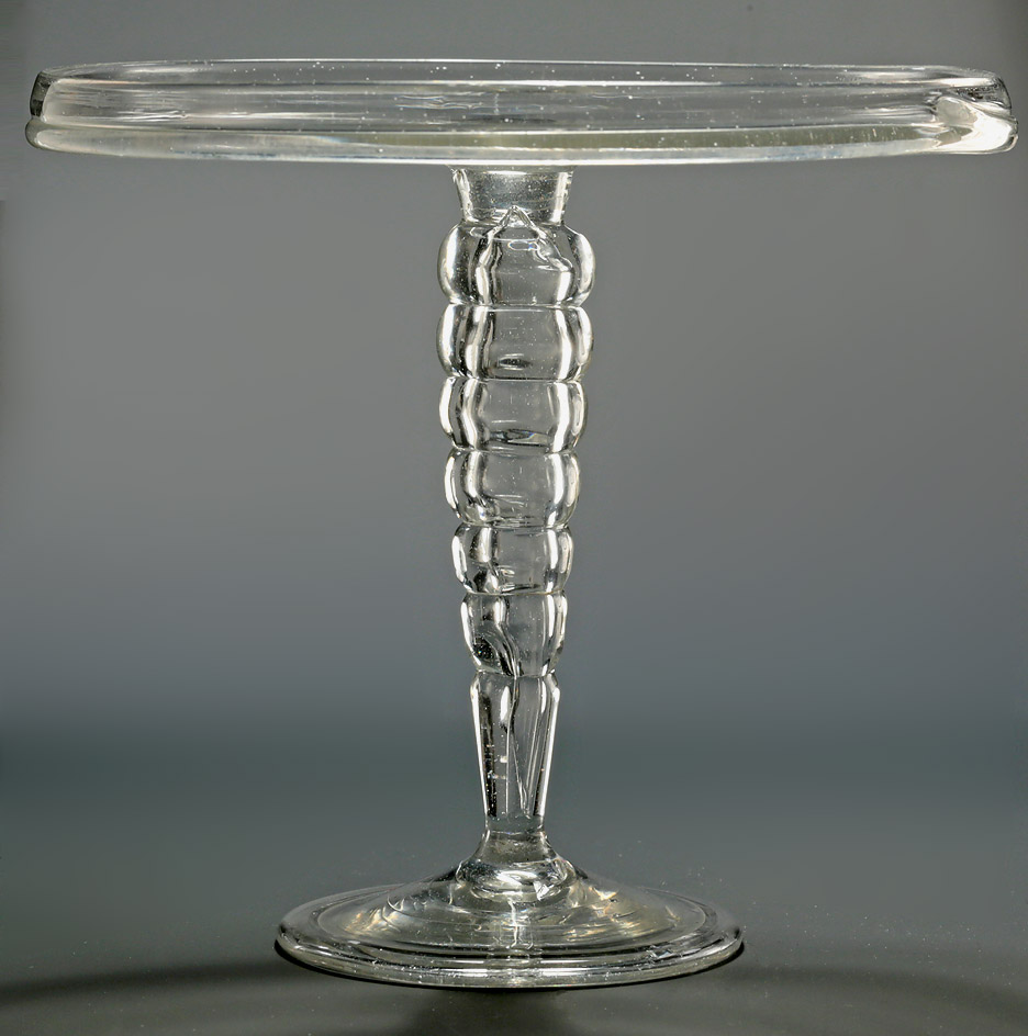 Rare George II Hollow Bobbin-Stem Glass Tazza, England, c1740 