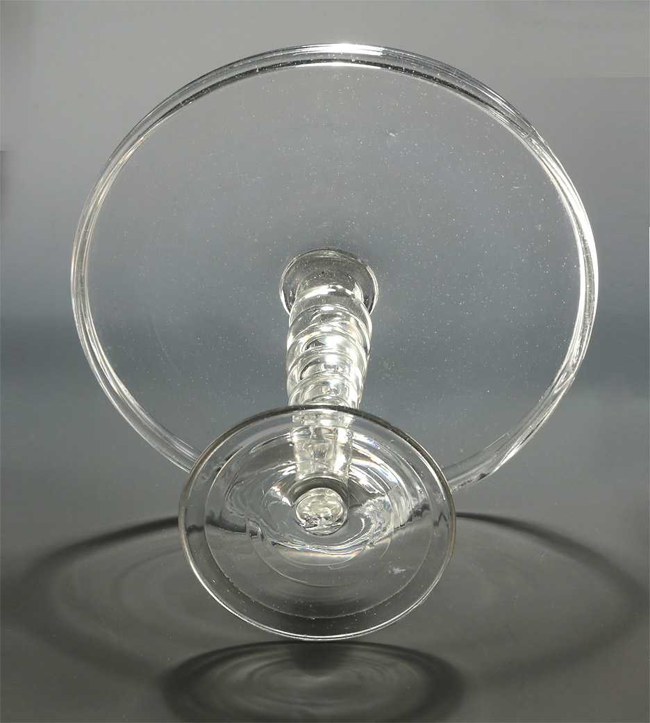 Rare George II Hollow Bobbin-Stem Glass Tazza, England, c1740 