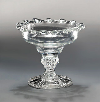 George II Opaque Twist Glass Sweetmeat Dish, Oversewn Foot