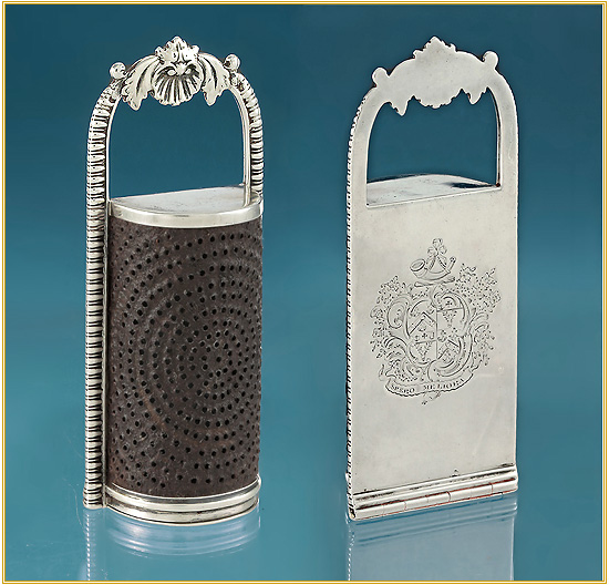 Scarce George IV Silver Kitchen Nutmeg Grater, Charles Rawlings, London, 1824
