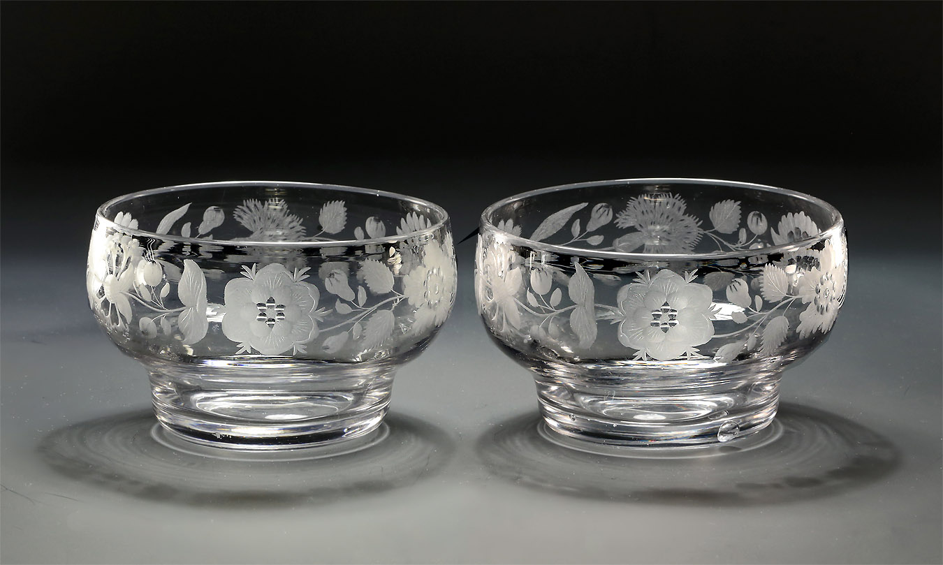 Good Pair of Engraved Jacobite Water Bowls, C1750-60
