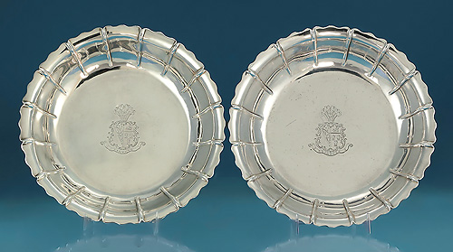 Pair George III Silver Strawberry Dishes, Philip Rundell, London, 1819