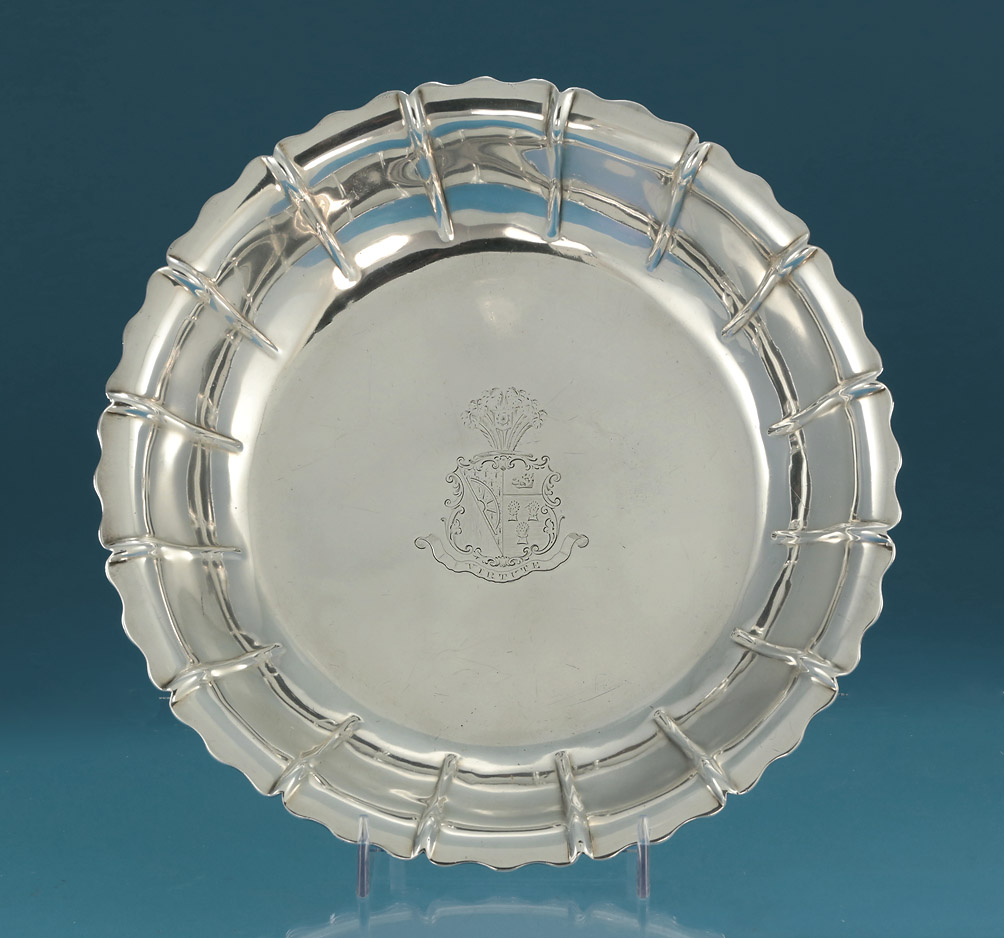 Fine Pair George III Silver Strawberry Dishes, Philip Rundell, London, 1819, Arms Brymer and Tugwell 