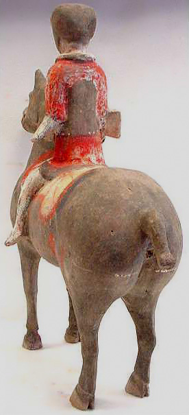 Han Dynasty Painted Pottery Horse and Rider, c206 BC to 220 AD