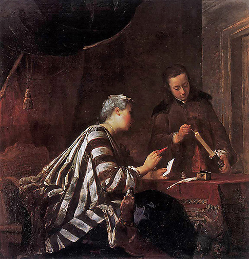 A Lady Sealing a Letter, Jean-Baptiste-Simeon Chardin, c1732