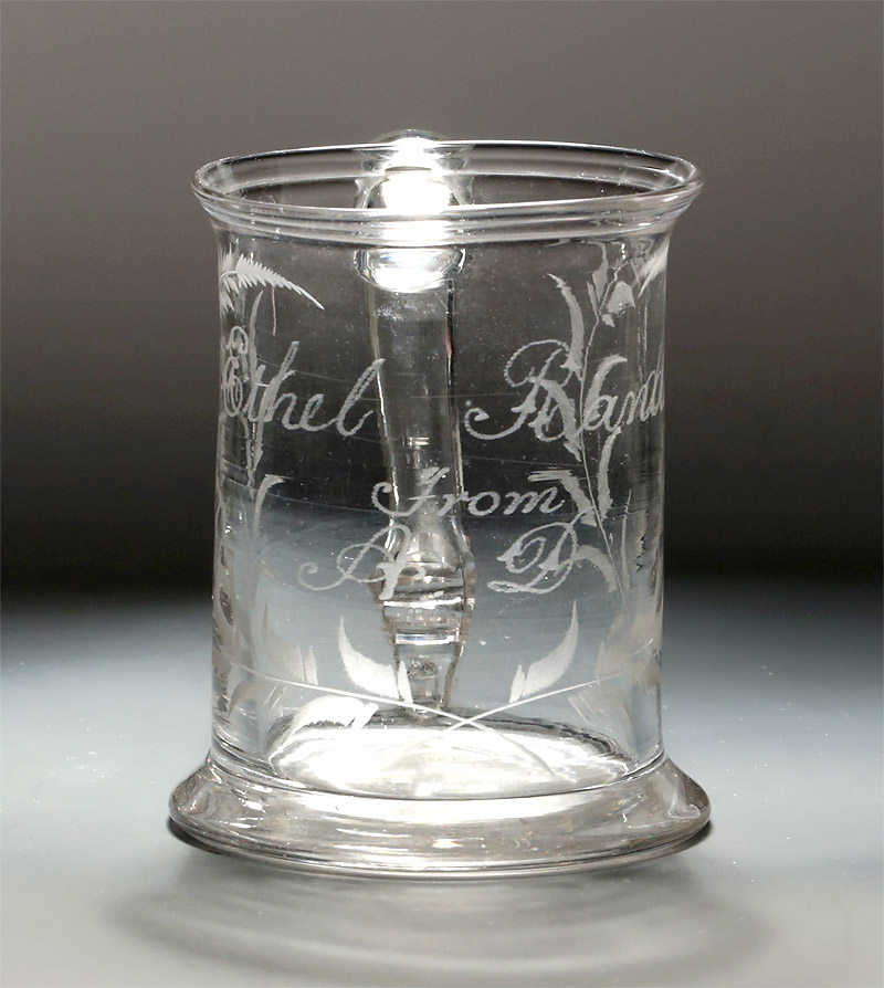 Georgian III Engraved Lady's Half-Pint Glass Tankard, England, c1800-20 