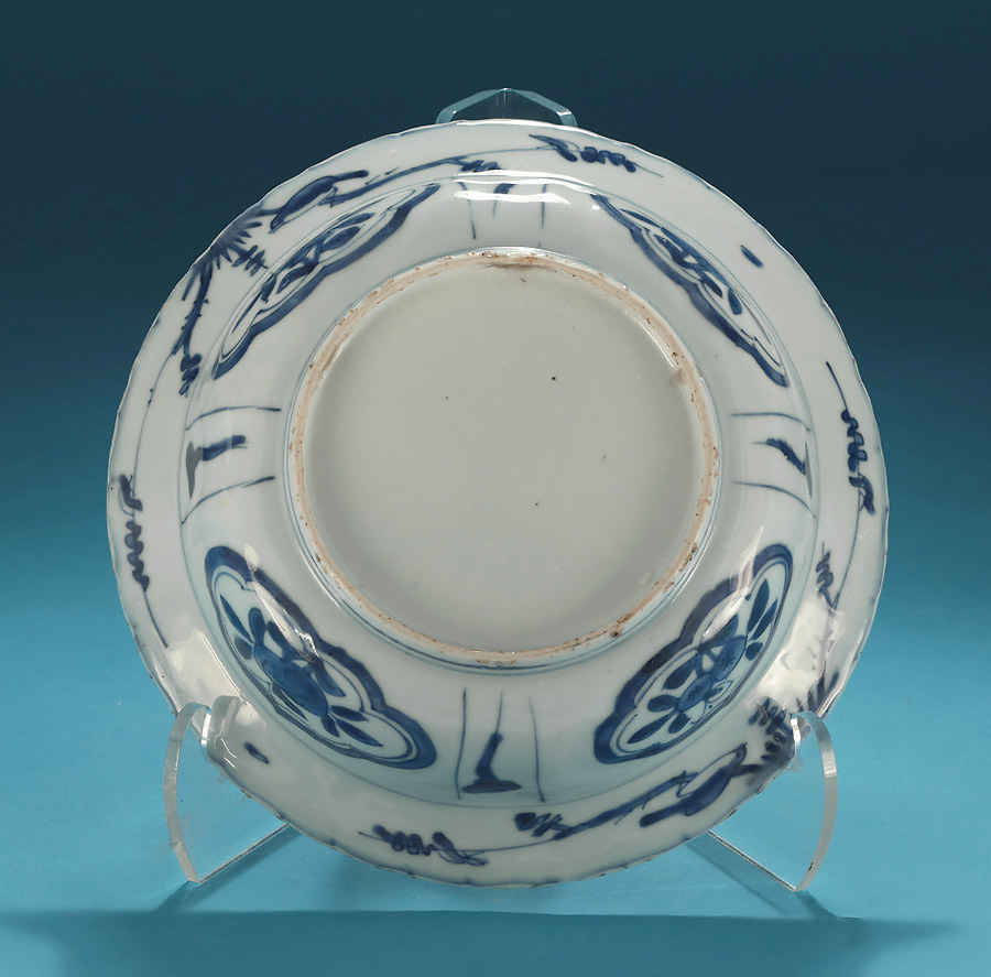 Ming Kraak Porcelain Klapmuts Bowl, Wanli, China, c1600-1610, Rinaldi Group II, verso
