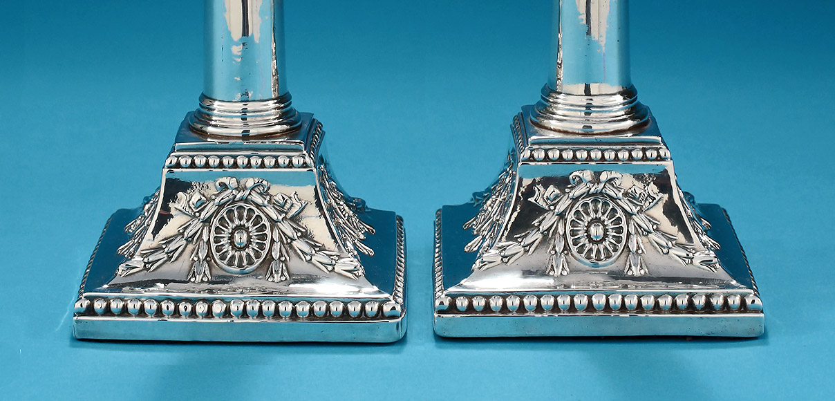 Pair of SILVER NEOCLASSICAL Tapersticks