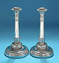 Fine & Unusual Pair George III Silver Candlesticks, Benjamin Smith II