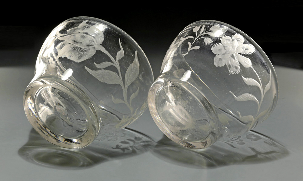 Rare Pair of George II Jacobite Interest Water or Finger Bowls, England, c1745-50 , verso