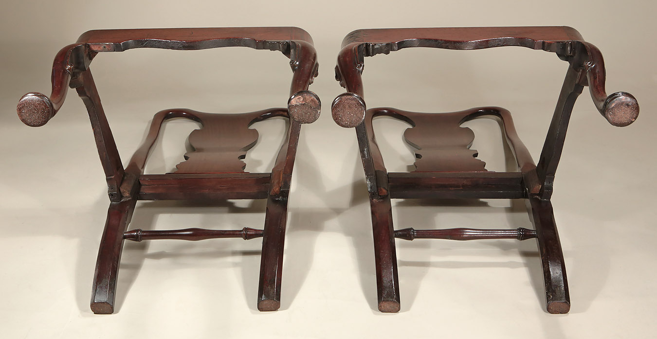 Pair George I / II Cuban Mahogany Side Chairs, c1725, showing the verso