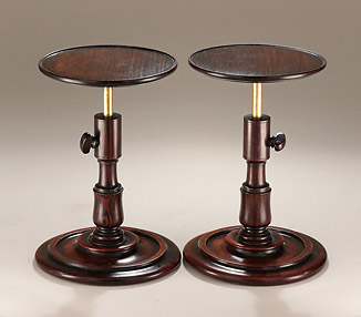 Rare Pair of Georgian Turned Gonçalo Alves Adjustable Candle-Stands, early 19c