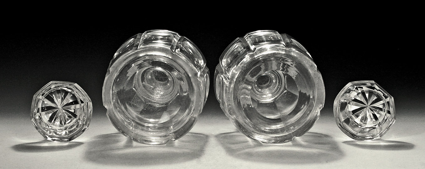 Pair William IV Anglo Irish Cut Glass Pint Decanters 