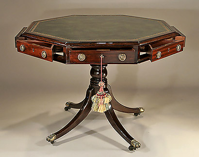 Regency Mahogany Drum Table, c1815, signed W. Whitehea