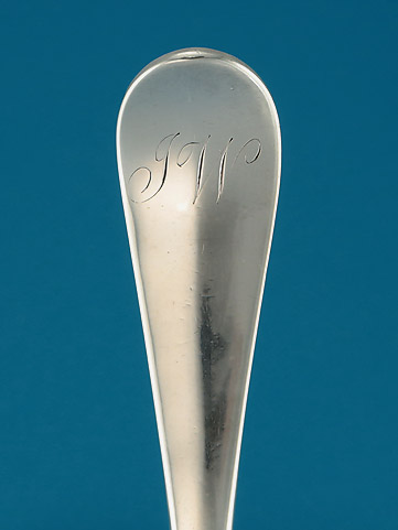 Set of 6 George III Scottish Hanoverian Silver TABLE Spoons, IT over FH (Howden & Taylor), Edinburgh, 1782, monogram JW