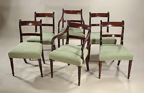 Set 6 Late Georgian Mahogany Dining Chairs, England, c1820